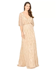 Женское платье-накидка с рукавами-накидкой, расшитое бисером, коричневый/бежевый Lara