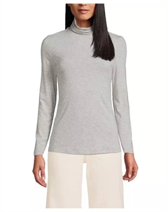 Женская легкая водолазка из джерси с длинным рукавом, серый Lands' end