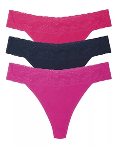 Женские стринги Bliss Perfection из хлопка и стретч-стринги, 3 шт, розовый Natori