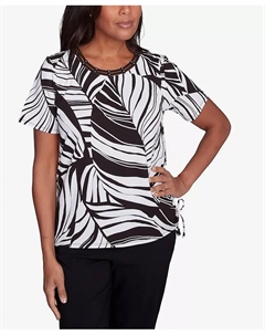 Миниатюрный топ с закрученными листьями и завязками по бокам, черный Alfred dunner