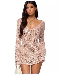 Женское мини-платье с пайетками в стиле кантри из Кореи, розовый Edikted