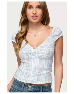 Женский топ Dolsy Plaid на пуговицах, синий Edikted