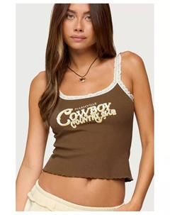 Женская майка с принтом Nashville Cowboy, коричневый Edikted