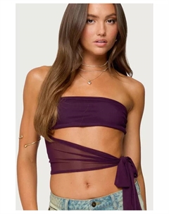 Женский топ Amaro без бретелек с завязками по бокам и вырезами, фиолетовый Edikted