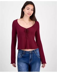 Молодежная однотонная трикотажная кофта с V-образным вырезом и длинными рукавами, красный Self esteem