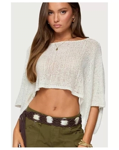 Женский свободный трикотажный укороченный топ Laline, белый Edikted