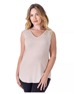 Миниатюрная туника с V-образным вырезом и круглым подолом, коричневый/бежевый 24seven comfort apparel