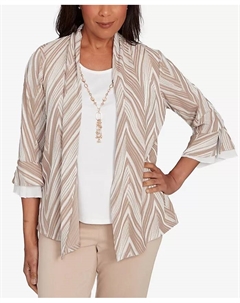 Миниатюрный топ «Взрывной шеврон» «Два в одном», коричневый/бежевый Alfred dunner