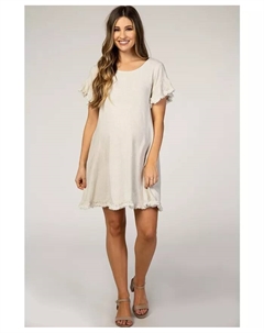 Бежевое льняное платье с бахромой для беременных, коричневый/бежевый Pinkblush