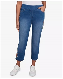 Женские джинсы El Paso с цветочной вышивкой и виноградной лозой, синий Alfred dunner