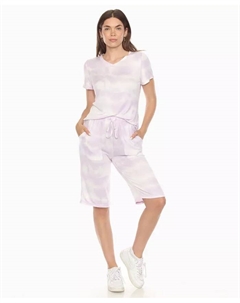 Женский комплект с коротким рукавом и капри для дома, фиолетовый White mark