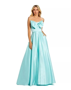 Женское бальное платье без бретелек А-силуэта с бантом, синий Mac duggal