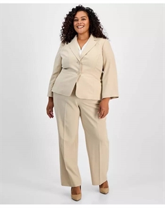 Пиджак на двух пуговицах и брючный костюм больших размеров, коричневый/бежевый Le suit