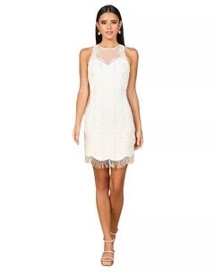 Женское короткое свадебное платье с бахромой и бисером, слоновая кость/кремовый Lara