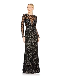 Женское платье с длинными рукавами и цветочным узором, мультиколор Mac duggal