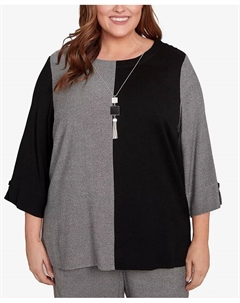 Топ больших размеров Santa Barbara Center с разрезами и ожерельем, мультиколор Alfred dunner