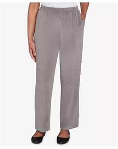 Женские классические вельветовые брюки средней длины с эластичным поясом, серый Alfred dunner