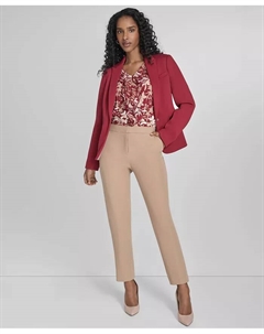 Женский блейзер на одной пуговице, топ с цветочным принтом и комбинированными материалами, а также узкие брюки Sloane длиной до щиколотки, красный Tommy hilfiger