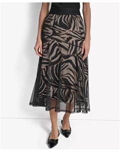 Женская юбка миди из сетчатого принта с несколькими слоями, черный Dkny