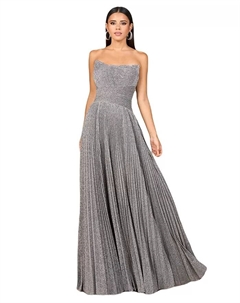 Женское струящееся плиссированное платье без бретелек, серый Lara