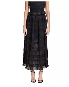 Женская шифоновая юбка макси со сборками и пайетками, черный Endless rose