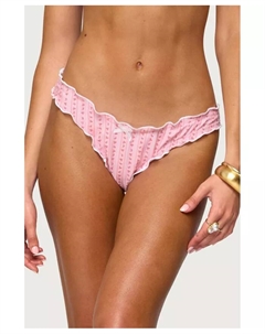 Женские плавки бикини с полосками и оборками по краю, розовый Edikted