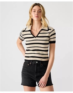 Женский полосатый свитер с короткими рукавами, черный Steve madden