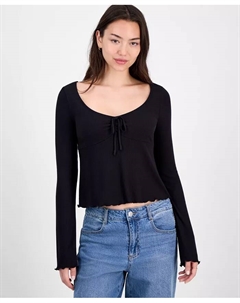 Молодежная однотонная трикотажная кофта с V-образным вырезом и длинными рукавами, черный Self esteem