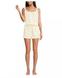 Женский поплиновый пижамный комплект из двух частей: майка и шорты, желтый Lands' end