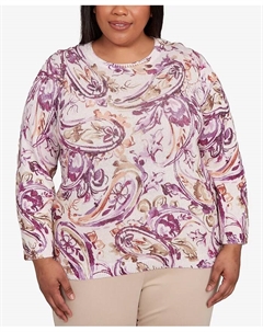 Свитер Urban Legend с блестящим узором пейсли и круглым вырезом больших размеров, мультиколор Alfred dunner