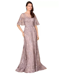 Женское скромное платье А-силуэта с рукавами-накидками, фиолетовый Lara