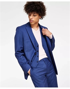 Мужской приталенный пиджак из шерстяной ткани Infinite Stretch, синий Calvin klein