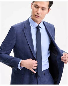 Мужской клетчатый пиджак современного кроя, синий Hugo boss