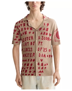 Мужская рубашка с жаккардовым текстовым логотипом, коричневый/бежевый Scotch&soda