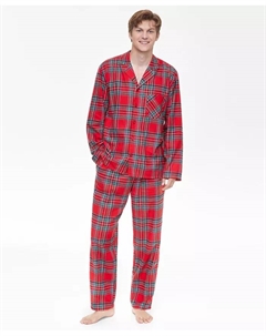 Мужской семейный пижамный комплект Brinkley Plaid с воротником-стойкой, красный Holiday lane