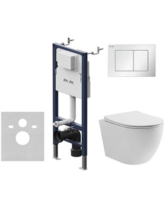 Комплект унитаза Aura WWTU1112W Торнадо с инсталляцией AM.PM PrimeFit I012709.0201 с сиденьем Микролифт и Белой глянцевой клавишей смыва Wellwant