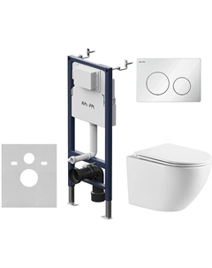 Комплект унитаза Aura WWU01121WK с инсталляцией AM.PM PrimeFit I012709.0101 с сиденьем Микролифт и Белой глянцевой клавишей смыва Wellwant