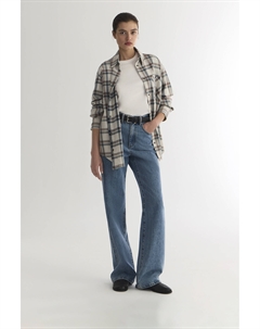 Рубашка в клетку с эффектом варки молочного цвета 2mood