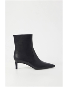 Кожаные ботильоны на среднем каблуке черного цвета 2mood