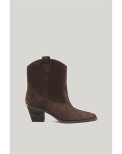 Ковбойские ботильоны на среднем каблуке темно-коричневого цвета 2mood