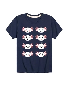 Футболка с рисунком аксолотля и сеткой эмоций для мальчиков 8-20 лет, синий Licensed character