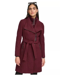 Женское шерстяное пальто-халат с поясом, фиолетовый Calvin klein