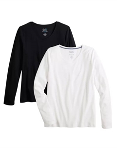 Женская базовая футболка с длинным рукавом и круглым вырезом, цвет ivory black scroll Croft & barrow