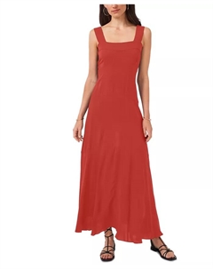 Женское макси-платье без рукавов с квадратным вырезом и сборкой на спинке из ткани шалли, размеры XS-3X, красный Vince camuto