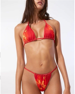 Красные плавки-бикини с цветочным принтом Pull & bear