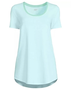 Женская футболка-туника Power Performance с коротким рукавом, круглым вырезом и закругленным подолом, зеленый Lands' end