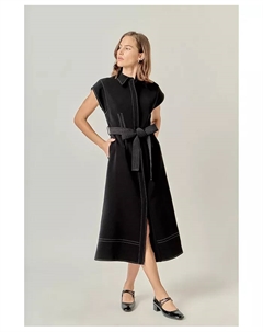 Женское осеннее платье миди с принтом, черный English factory