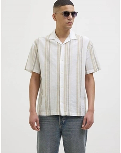 Летняя полосатая рубашка цвета «кремовый» Jack & jones