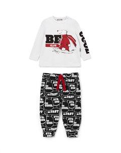 Пижама для мальчика из мягкого трикотажа с новогодним принтом Gulliver