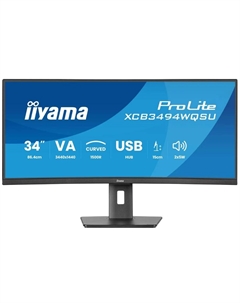 Монитор 34" ProLite XCB3497WQSNPH-B1 3440x1440, LED, 21:9, VA, 350cd, 3000:1, 5ms (GTG), 1500R, 178гр/178гр, HDMI, DP, 2*USB-A, 120Hz, Speakers Iiyama